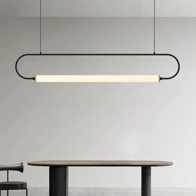 LED Restaurant Pendant Lamp Minimalist Dining Table Bar Counter Home Decoration Lighting Teahouse Studio Long Tube Chandelier
