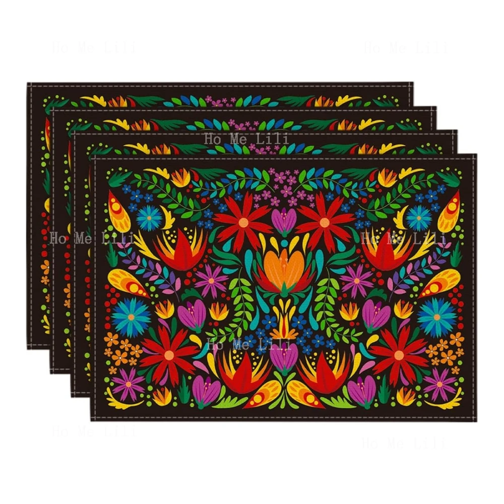 Artoid Mode Mexican Fiesta Placemats For Dining Table Dia De Los Muertos Decoration Washable Table Mats