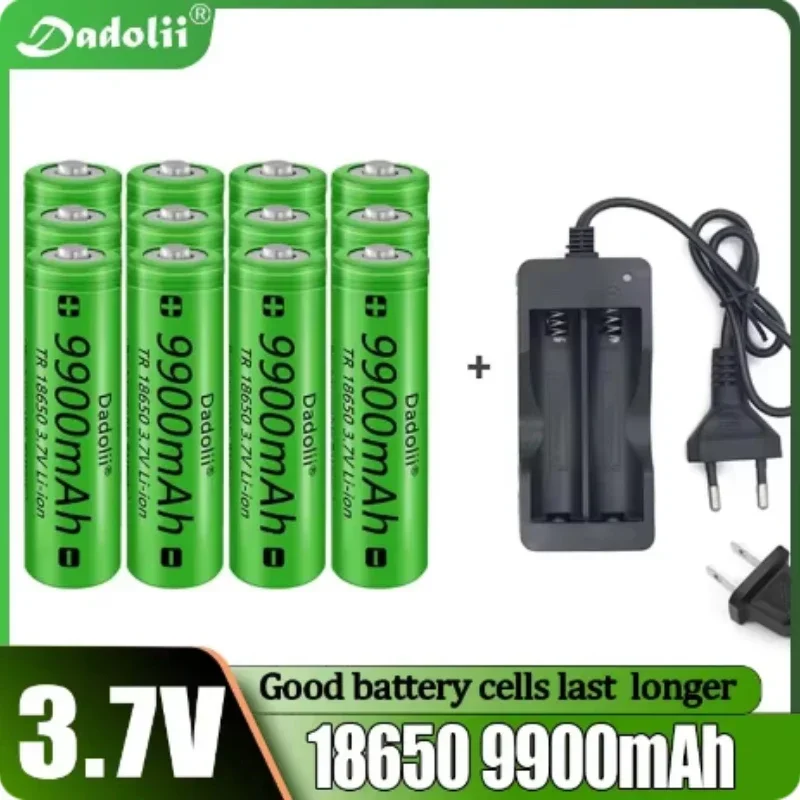 

18650 Lithium Battery 9900mAh Large Capacity Rechargeable Battery 3.7V Small Fan Strong Light Flashlight Radio 18650 Battery