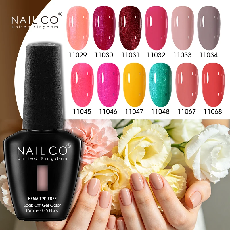 NAILCO Serie de Colores Nude, Set de Esmalte de Uñas en Gel UV LED, Vernis Híbrido Removible, Laca de Uñas en Gel Lucky, Esmalte de Uñas en Gel