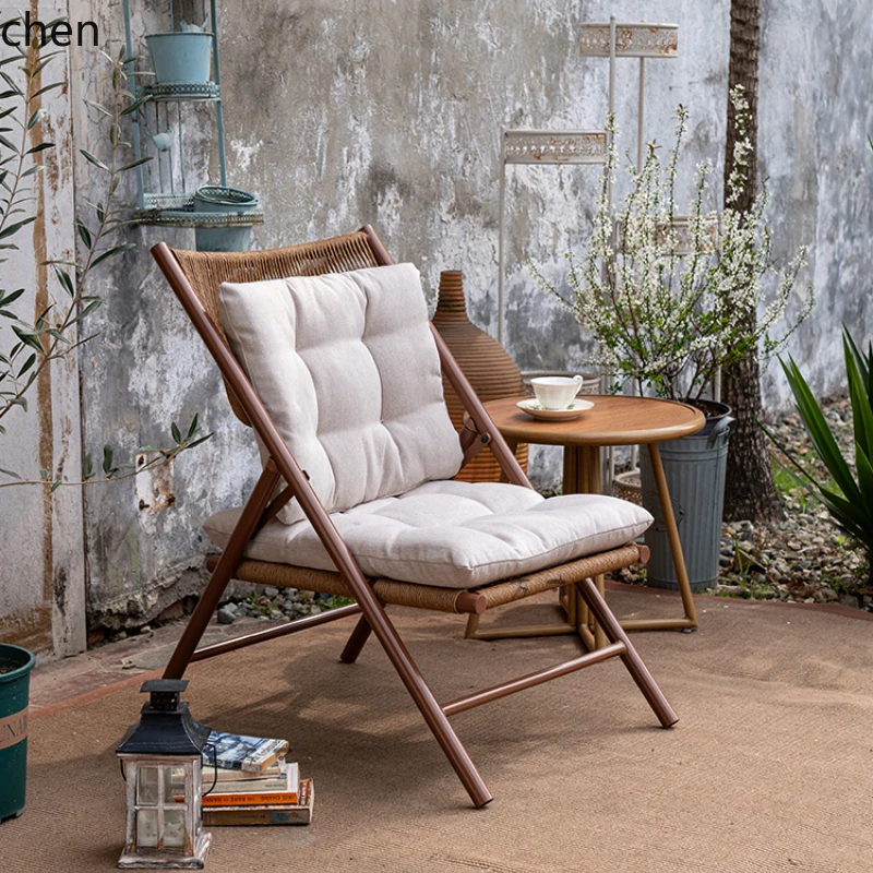 outdoor foldable easy storage home leisure chair single sofa rattan bed and breakfast courtyard table and chairs