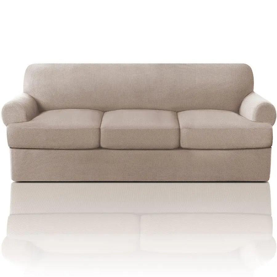 

T Cushion Sofa Slipcover 4 Pieces Sofa Covers for T Cushion Couch Soft Sofa Slip Covers Furniture Protector with 3 Individual T