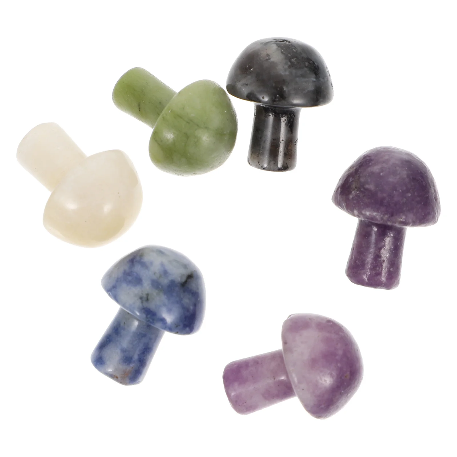 

6Pcs Mushroom Figurines Gemstone Simulation Decorations Small Compact for Plant Pot Bonsai Micro Landscape Garden Indoor Outdoor