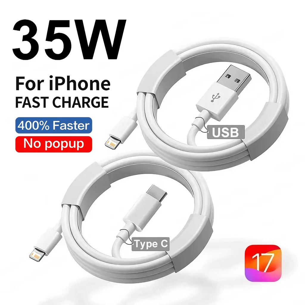 35W PD Fast Charging USB Cable For iPhone 14 8 7 Plus 13 12 Mini 11 Pro XS Max XR X USB C Rapid Charge Cable 0.25m 1m 1.5m 2m 3m