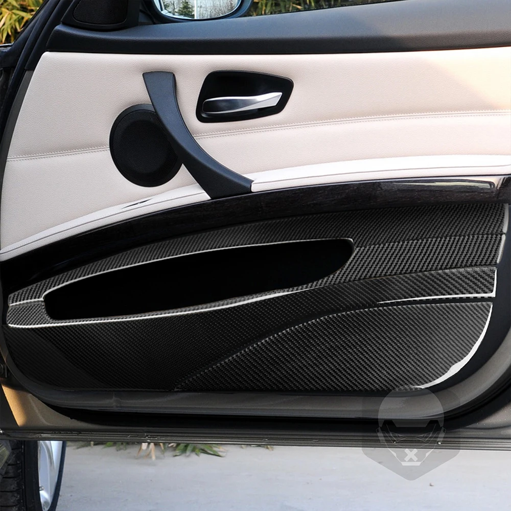 For BMW 3 Series E90 2005-2012 Carbon Fiber Front Door Storage Anti-kick Panel Car Interior Accessories Decorative Stickers