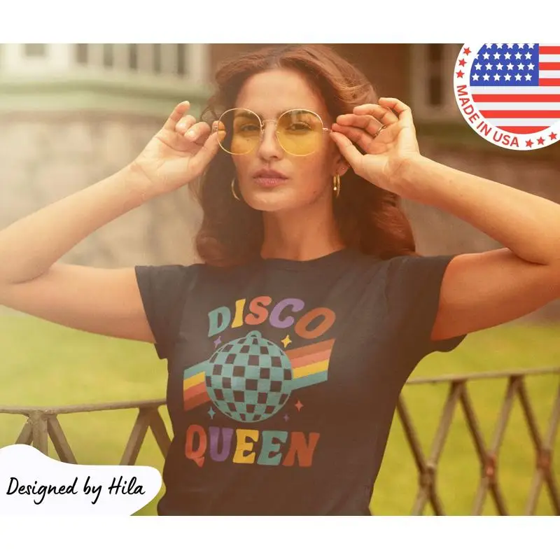 

Футболка Disco Queen 70-х годов, праздничная одежда, модная женская одежда для невесты, ретро, винтажная