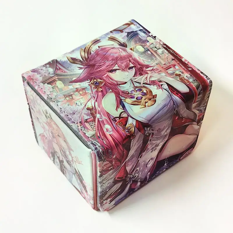 Genshin Impact Yae Miko WSOPTCG High Quality Diy Pu Portable Collection Card Storage Box Anime Game Action Toy Figures Gifts