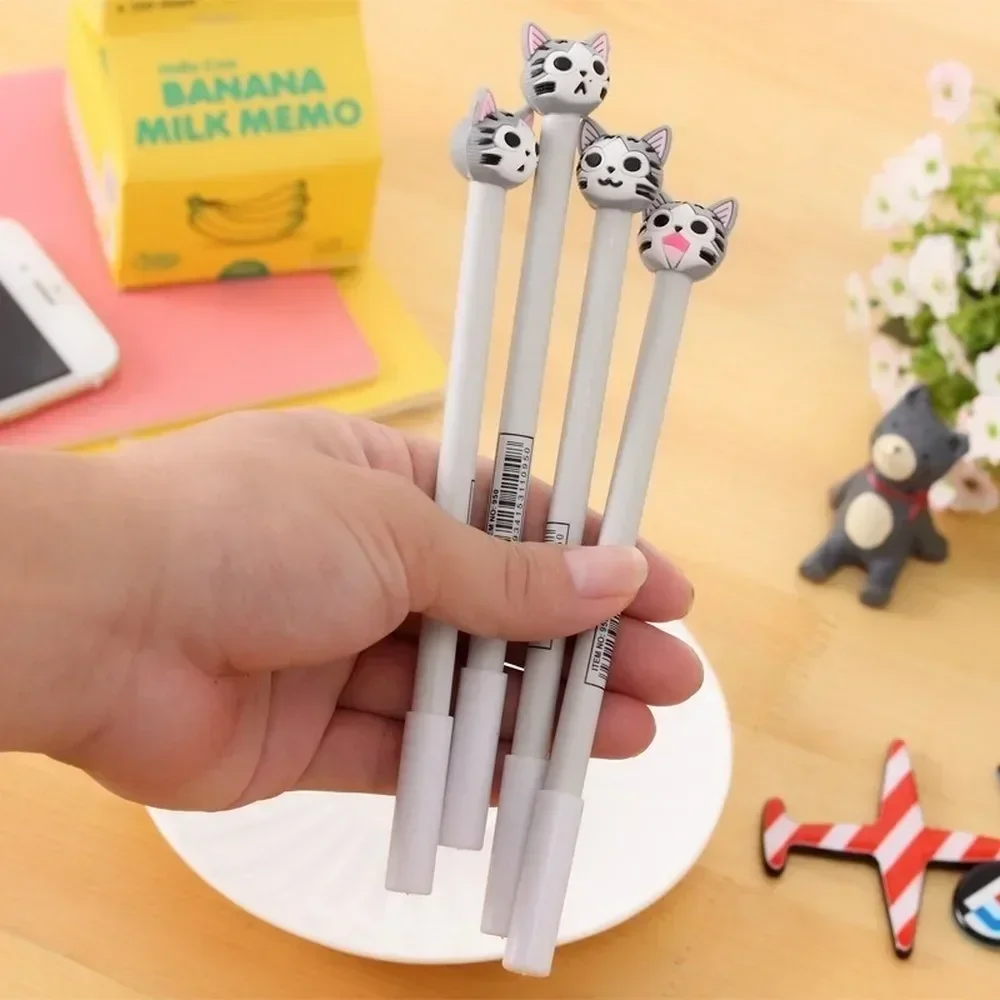 4pcs Cartoon Cute Cat Pen Korean Student Stationery Advertising Creative Bent School Office Writing Supplies Gel Birthday Gift