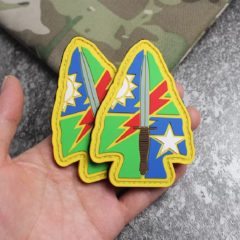 Newly Designed Lightning Blade PVC Morale Badge Personality Patch Attached Shield Armband Badge with Backpack Hook Loop Loop