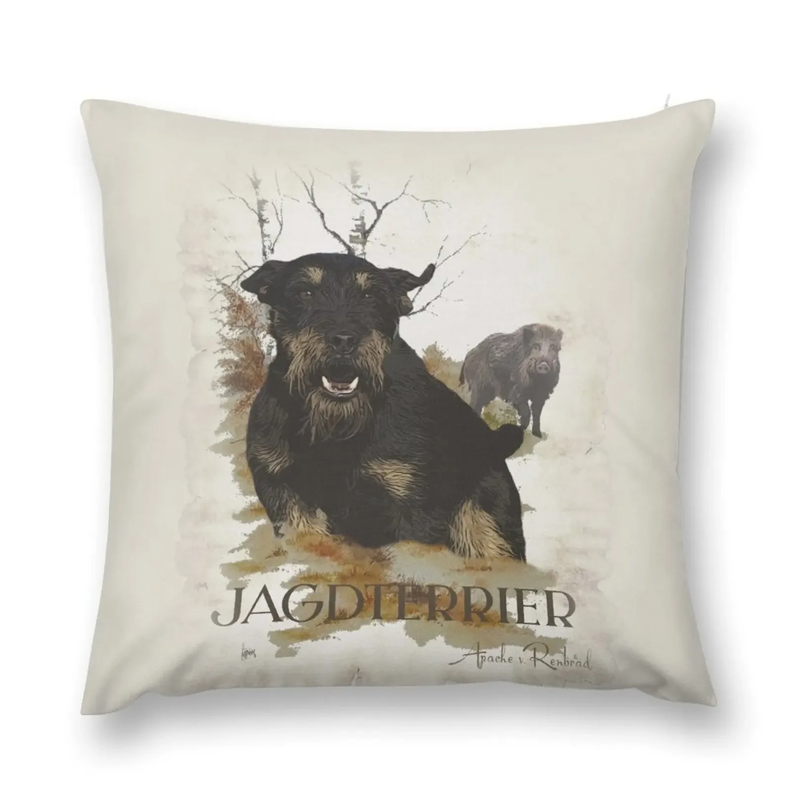 Jagdterrier Apache, hunting boar Throw Pillow Sofa Cushions Cover pillow cover christmas pillow