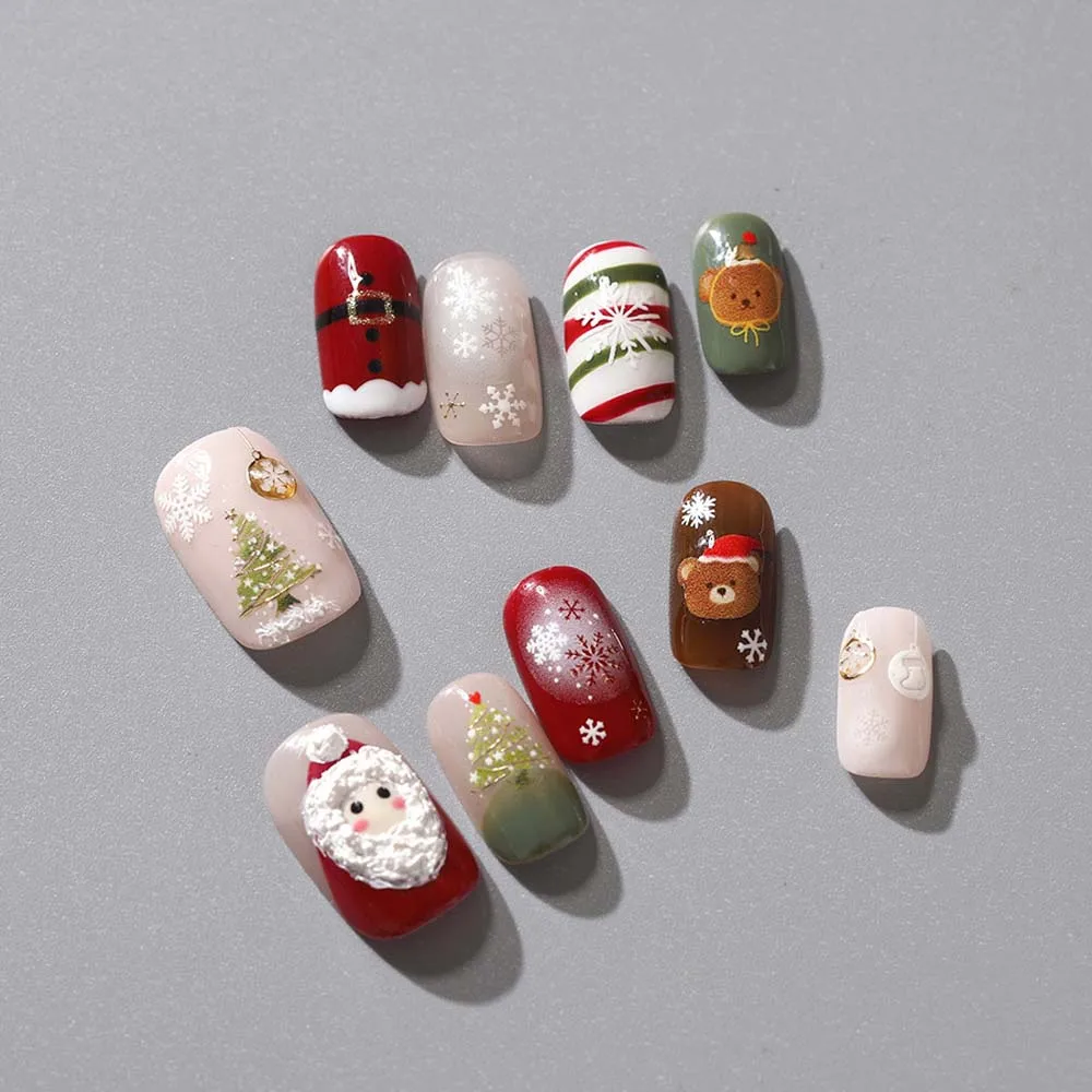 Cartoon Christmas Nail Stickers Manicure Ornaments Santa Claus Christmas Nail Decals Christmas Tree Snowflakes