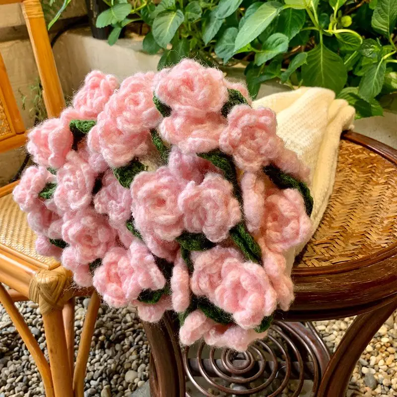 

Bouquet Hand-Crochet Flower Knit Blanket - Cozy Gift for Girlfriend Valentine's Day Decorative Throw