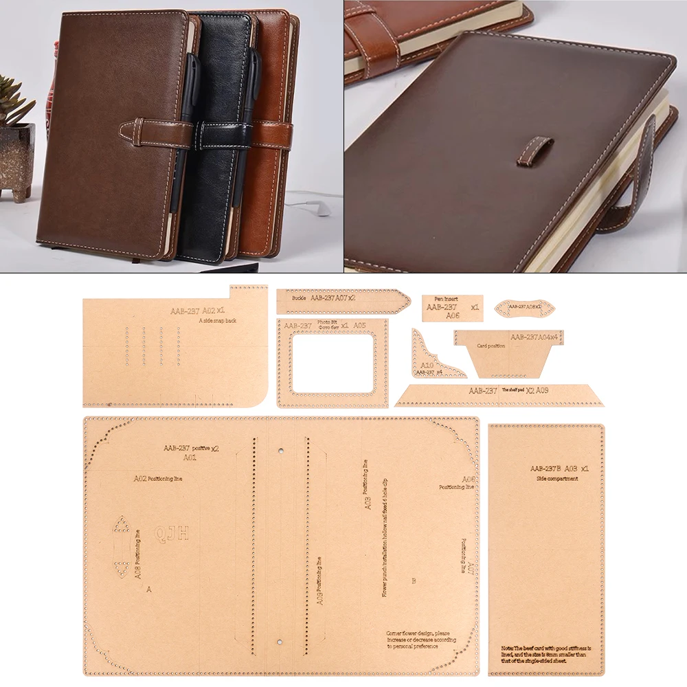DIY A5 Notizbuch Kraftpapier Vorlage, Ledermappe Einband Schablonen, DIY Leder Handarbeit Quilting Papiermuster Form