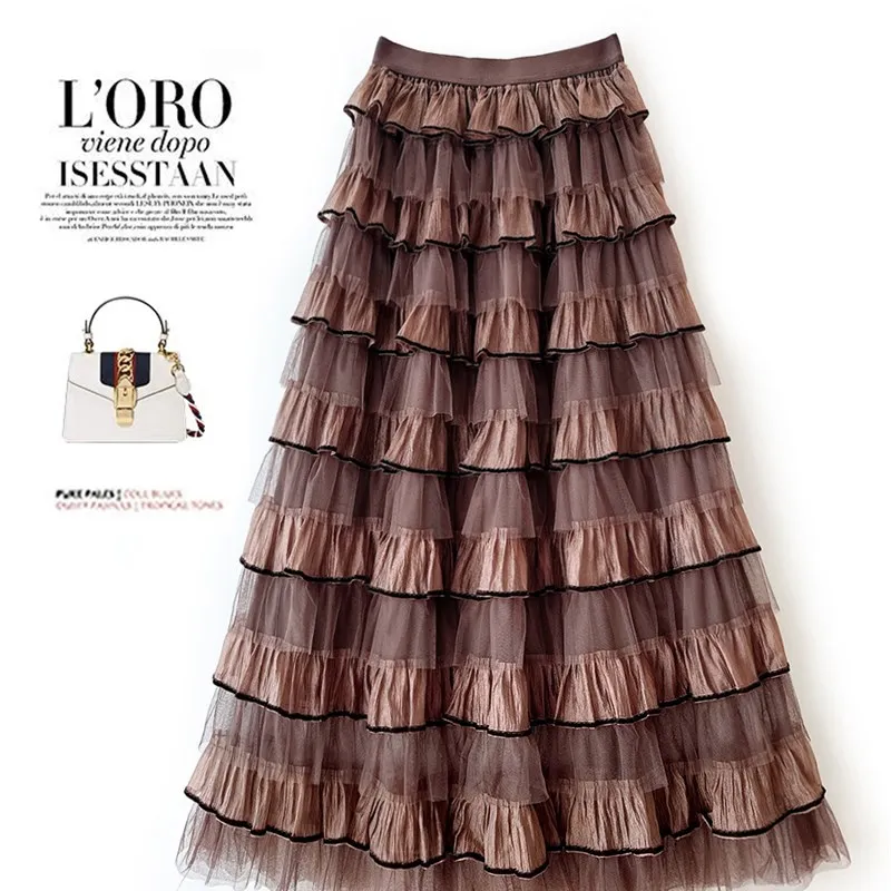 

Ele Ogees Layered Cake Skirt Long N Sle Fairy T f-length Gown Classical Faion Ladies Premium Collection