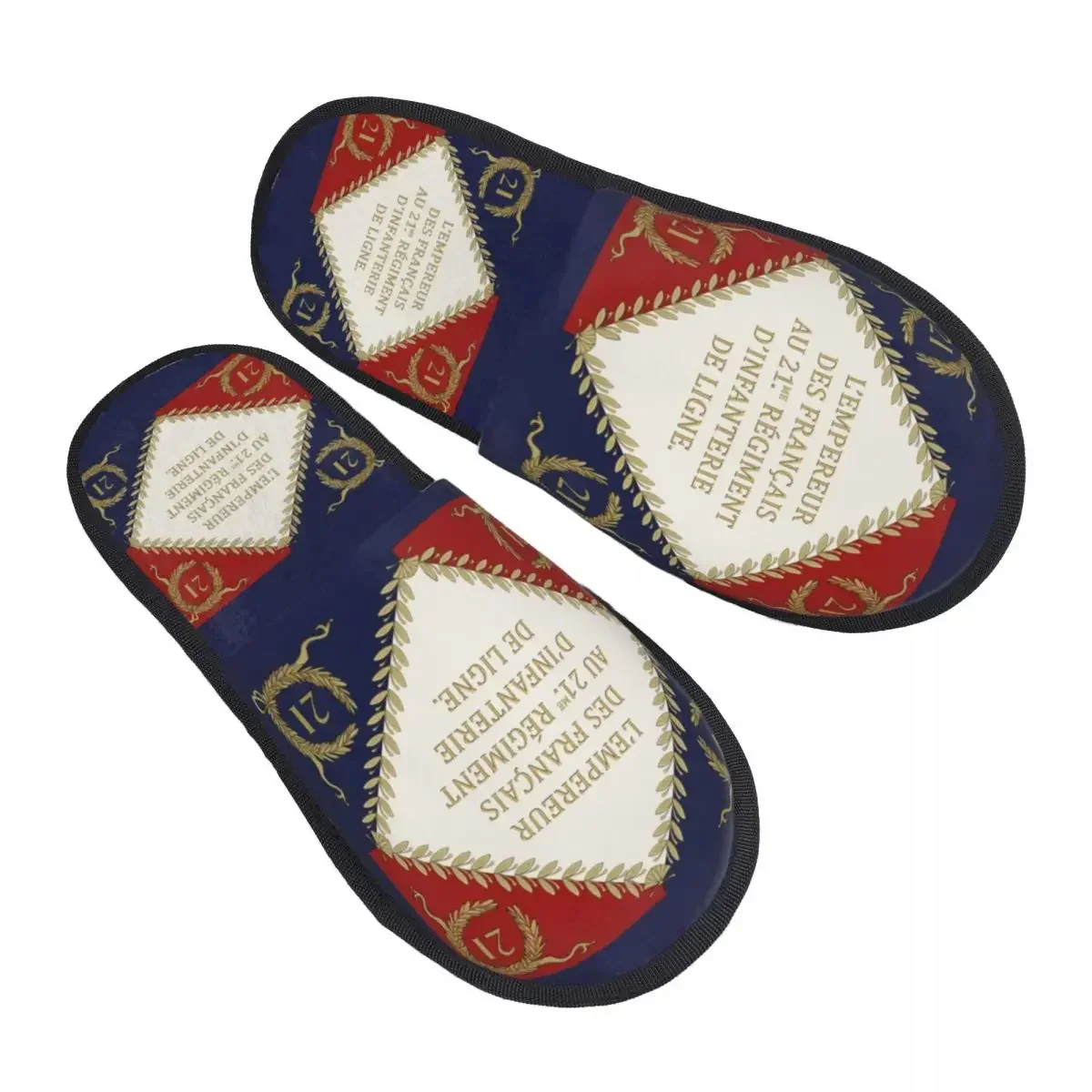 Custom Napoleonic French Regimental Flag Memory Foam Slippers Women Soft Warm House Slippers