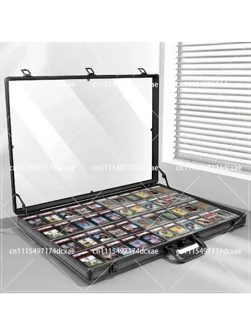Silver Aluminum Acrylic Display Stand Portable Lockable Trading Card Case for TCG Cards