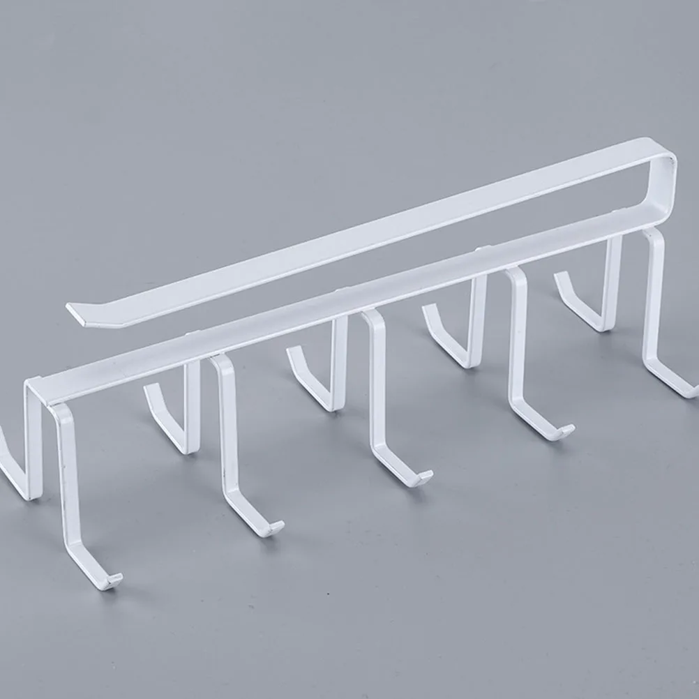 

Glass Cup Hooks Storage Rack White Iron Material Multifunctional Kitchen Bedroom Shelving Holder Portable Easy Clean Maintain
