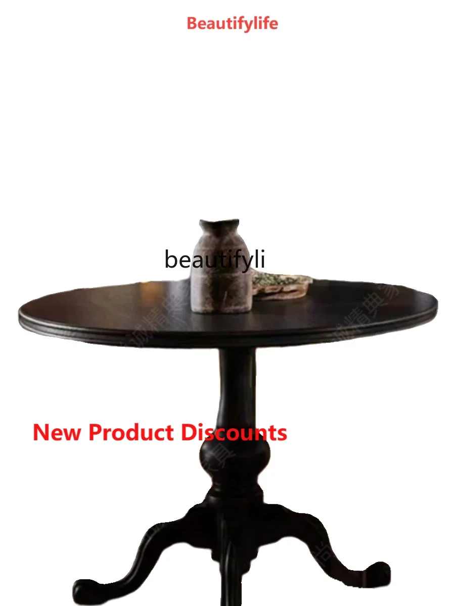 

X188 French Retro Simple round Table Solid Wood Home Table and Chair Mid-Ancient Dining Table