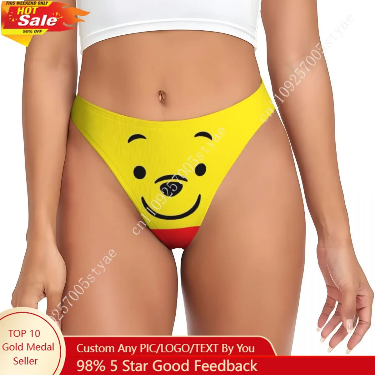 

Custom Women's Winnie The Pooh Animation Cartoon G-string Thongs Stretch Cute Panties Underwear