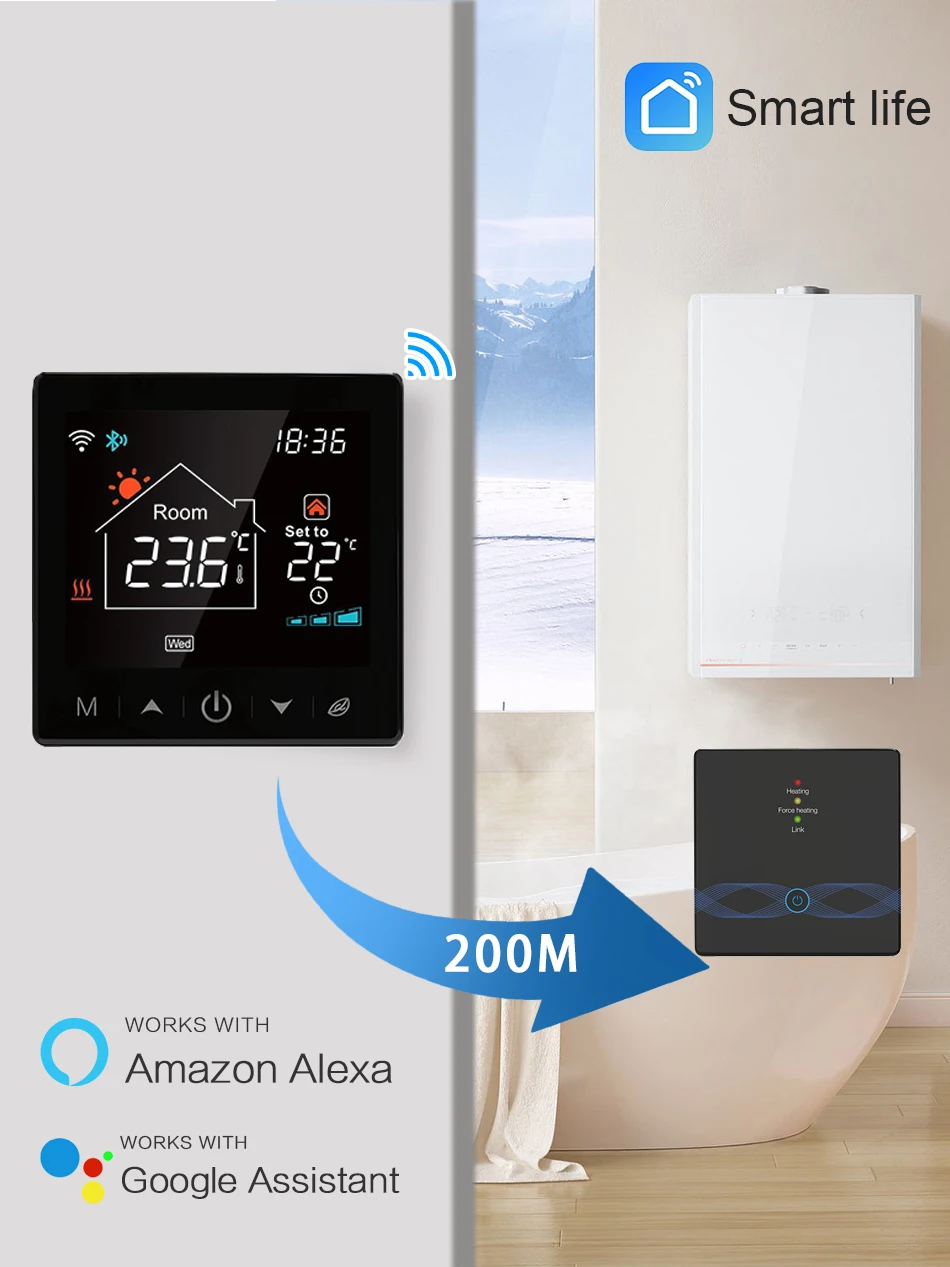 Tuya WiFi Wireless Thermostat Smart Programmable Temperature Controller for Room Heating Gas Boiler and Actuator Google Alexa