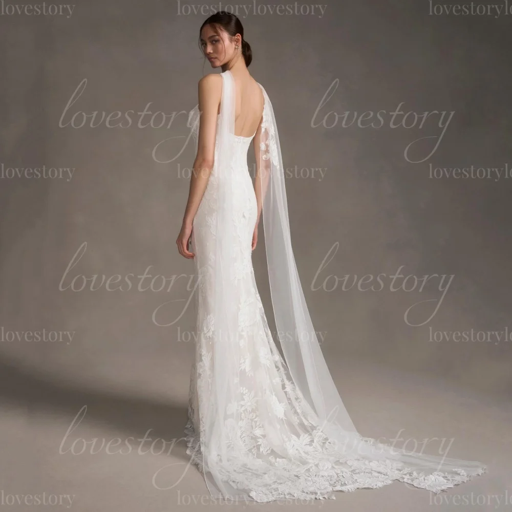 Customized Lace Luxury Wedding Dresses Mermaid Spaghetti Straps Bridal Gowns Bride Robes Appliques Modern vestido de novia