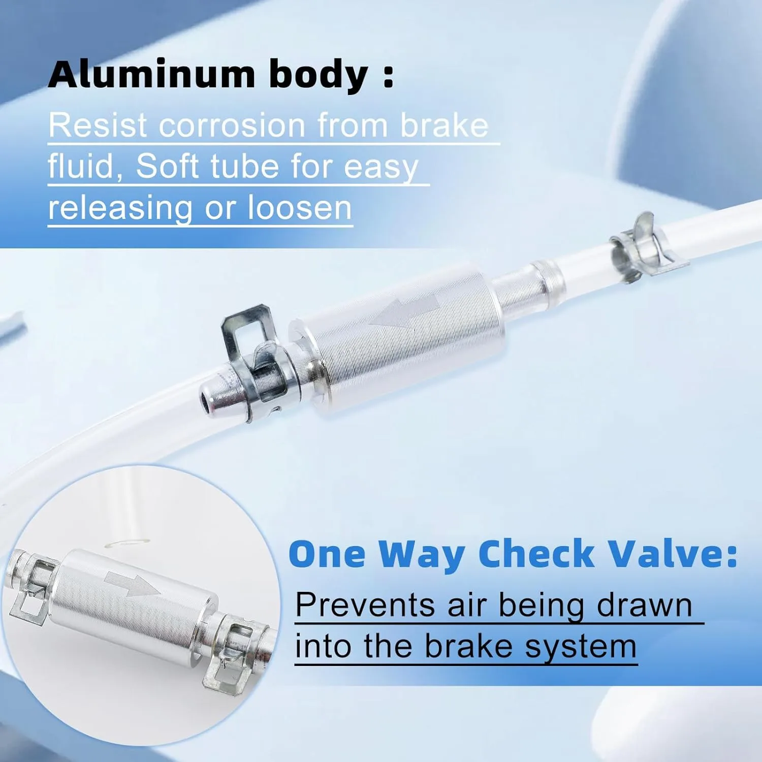 4 Set Brake Bleeder Hose, One Way Check Valve Tube Bleeding Tool Kit Silver view 4