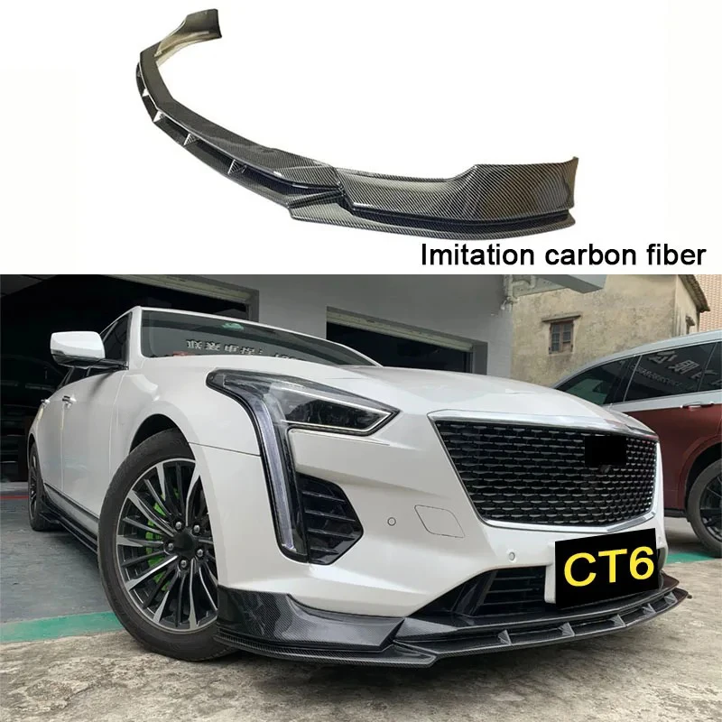 Suitable for Cadillac CT6 Front Lip New Modified Blade Front Shovel Anti Scratch Glossy Black/imitation Carbon Fiber Material