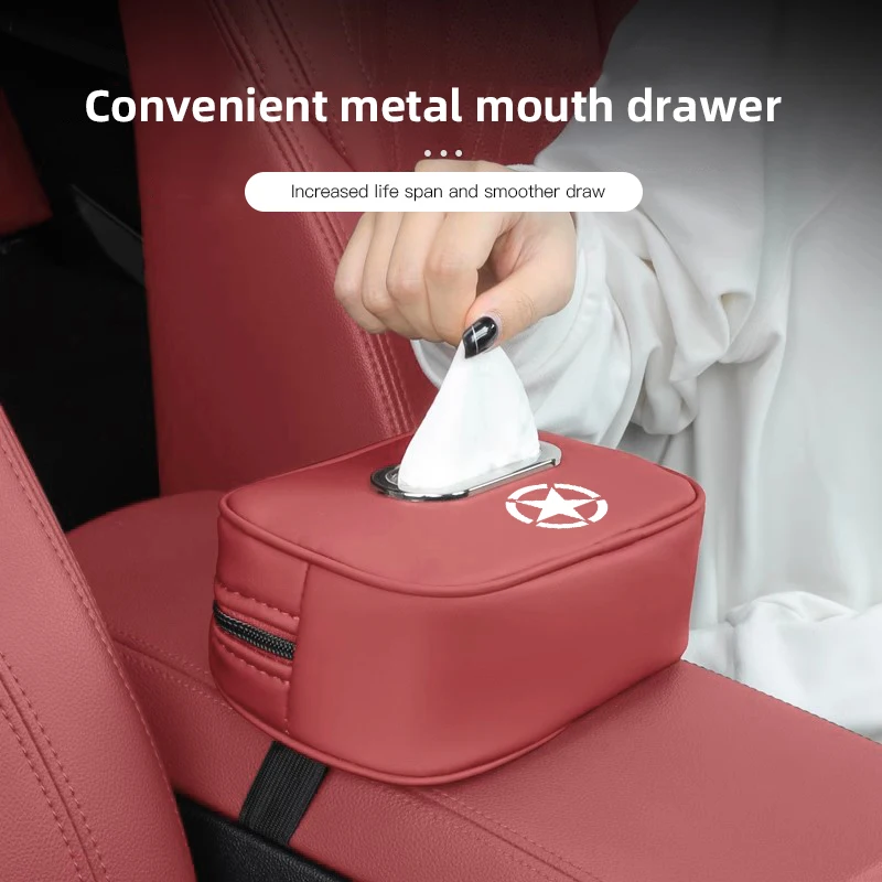 ستوكات الجلود مقعد السيارة الداخلي المحمولة درج الأنسجة صندوق الديكور ل Jeep Renegade البوصلة جراند شيروكي رانجلر-JK