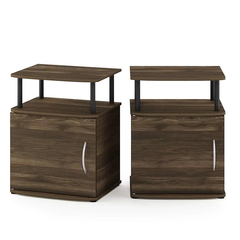

Jaya End Side Sofa Table/Nightstand With Door, 2-Pack, Pvc Tubes, Columbia Walnut/Black