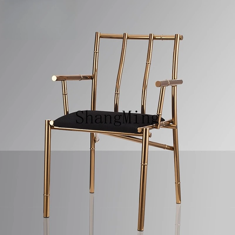 

CL Internet celebrity light luxury stainless steel chair backrest small apartment leisure sales office reception chair