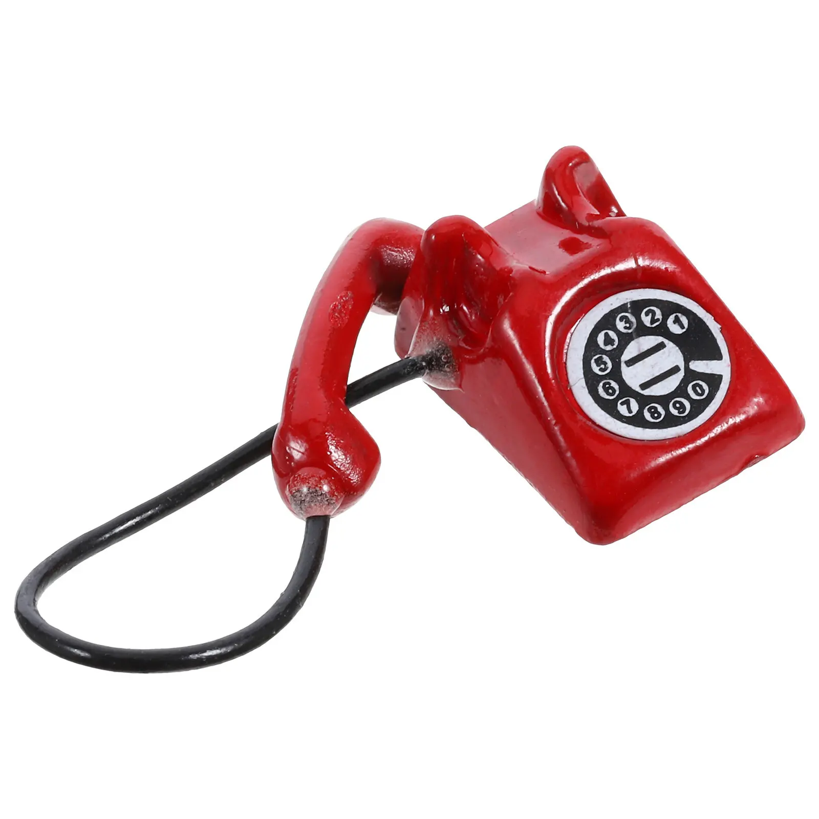 

Vintage Style Mini Red Telephone Dollhouse Accessory Realistic Working Design Playroom Decor Miniature Home Interior Decoration