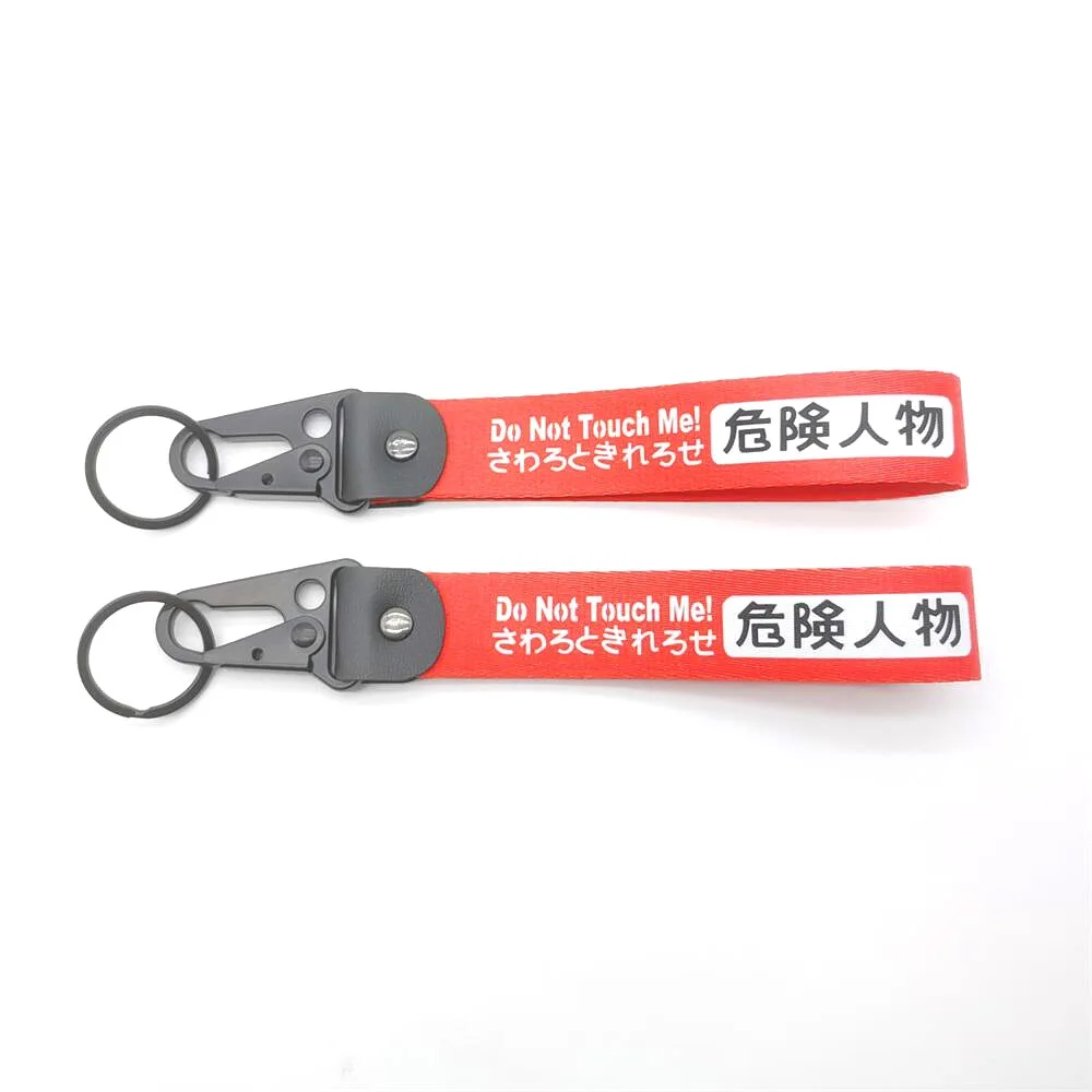 DO NOT TOUCH ME Key Chain JDM Culture Heat Transfer Wrist Strap Key Strap Car Motorcycle Keychain Key Ring Holder Accessories