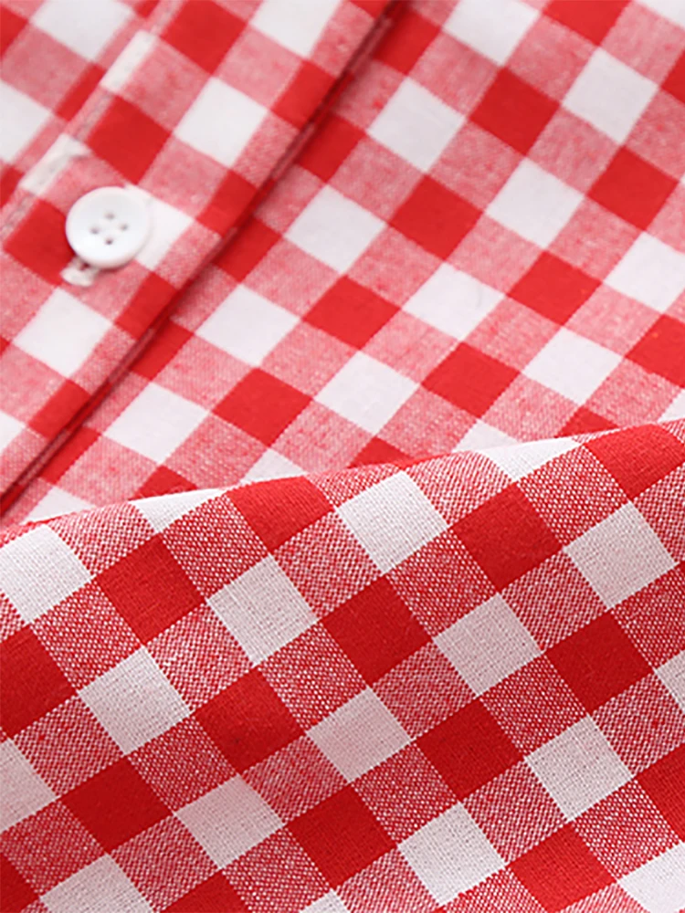 2025년 봄 여성 체크 셔츠 긴팔 루즈핏 면마 린넨 탑 신선한 일본 스타일 학생 캐주얼 스윗 윈드 아우터