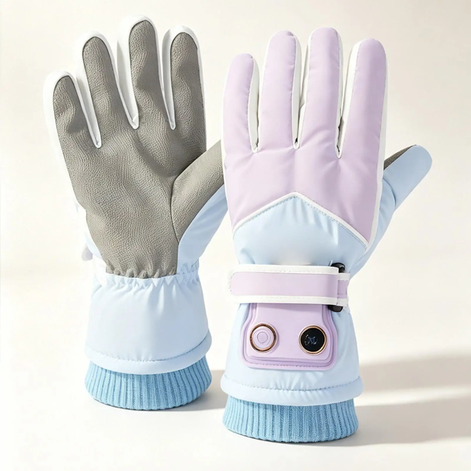 Heated Motorcycle Gloves 3 Heating Levels Touchscreen Waterproof Warm Mitten 1200mAh Battery Rechargeable Ski Gloves For Cycling