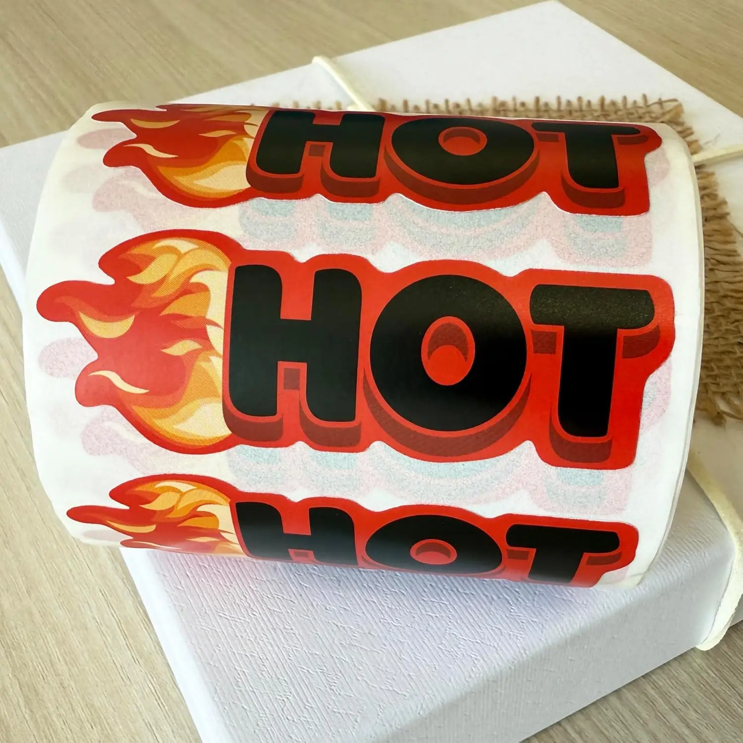 

Fluorescent Red Hot Stickers Hot Flame Shaped Fire Shape Labels Marking Popular Items for Restaurant Supermarkets 500pcs (Big)