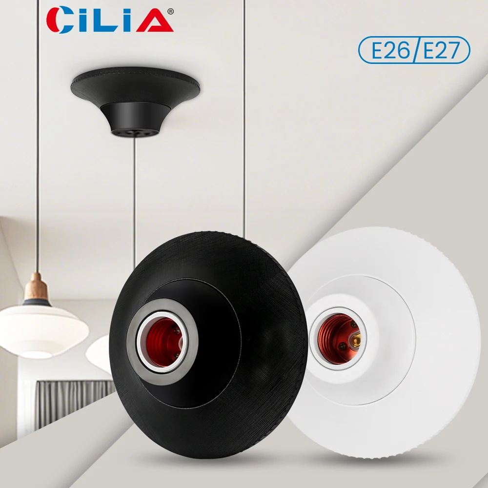 CILIA 1/2pcs E26/E27 Lamp Bulb Pendant Holder, suitable for 220V/240V voltage, textured round fixed base bracket