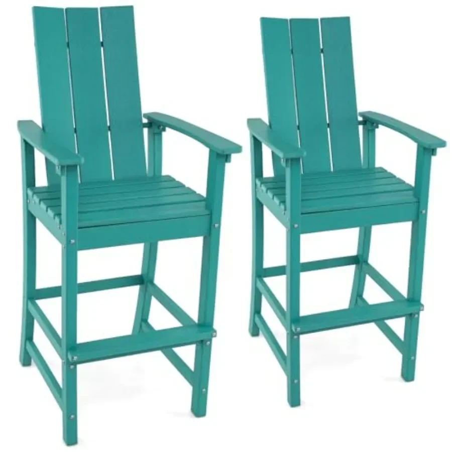 Outdoor Garden and Patio Use, HDPE Material, Gray Color, Weather-resistant Ergonomic Design with Backrest, Armrests, Footrest,