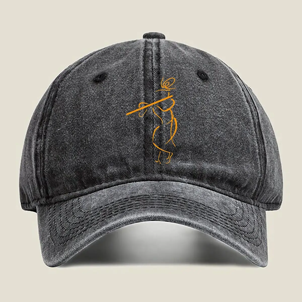 

Yellow Line Art - Subtle, Minimalist, Art, Clean, Abstract - Themed Washed Baseball Cap
