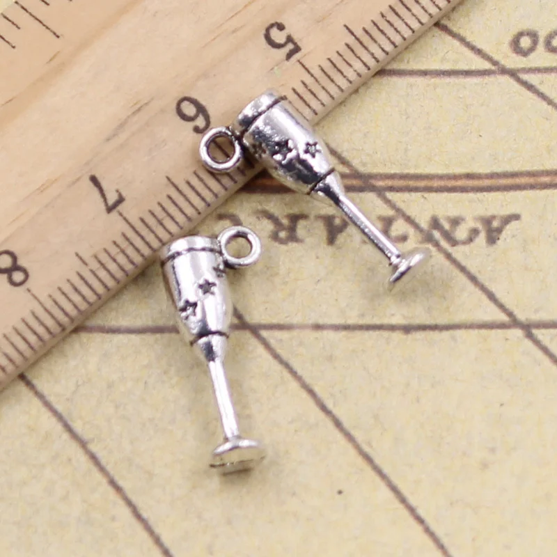 30pcs Charms Champagne Flutes Wine Glass 20x5mm Tibetan Silver Color Jewelry Antique Pendants DIY Craft Handmade Making