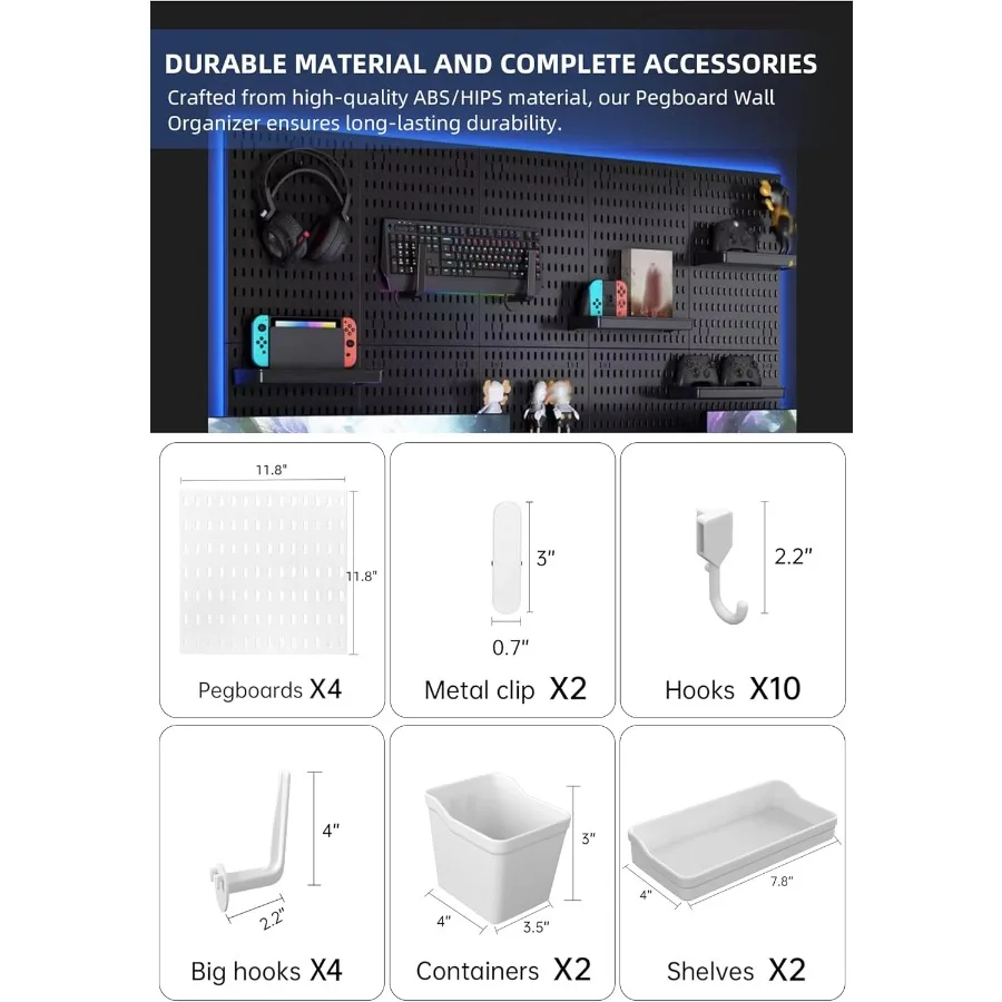 قم بتجديد مساحةك باستخدام مجموعة Pegboard متعددة الاستخدامات وتنظيم إعداد المكتب المنزلي والألعاب مع تعليق قابل للتخصيص لذلك