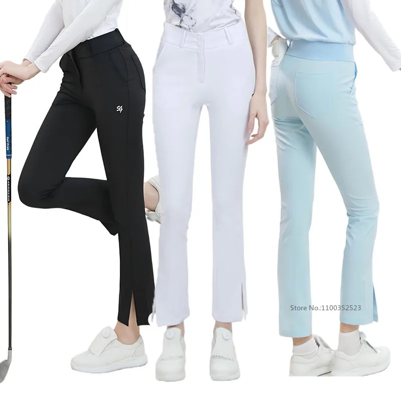 SG New Golf Sweatpants Women Quick-dry Flared Pants Elastic High-waist Breathable Sports Trousers Summer Split Golf Pants