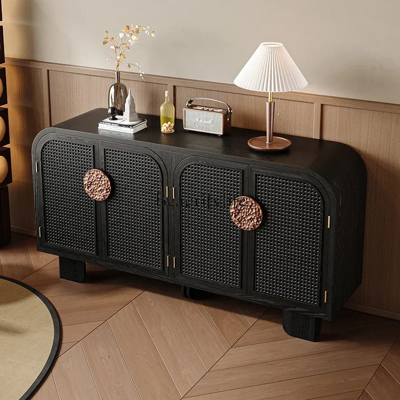 

Черный средневековый входной шкаф из ротанга для гостиной, дома, шкаф для обуви, бытовой ваби