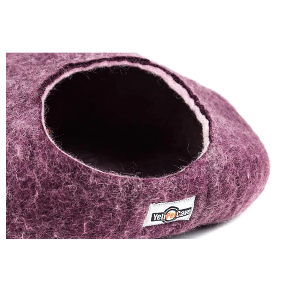 Premium Quality Soft & Comfortable Yeti Pet Cave Pet Bed For Cats And Small Dogs, 100% New Zealand Wool Purple (4 Caves Per Cs)