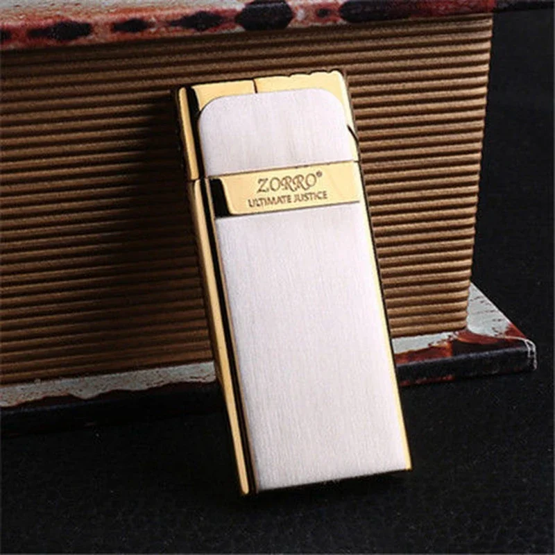 New Zorro Slim Gas Lighter Portable Compact One Touch Ignition Metal Butane Lighter Collectible Men\'s Gift Cigarette Tool