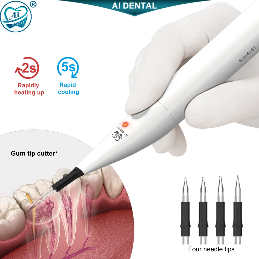 AI-Endo-CT Dental Gutta Percha Gum Cutter Oral Hygiene Wireless Root Canal Equipment Fast Heat Up Rapid Cooling with 4 Tips