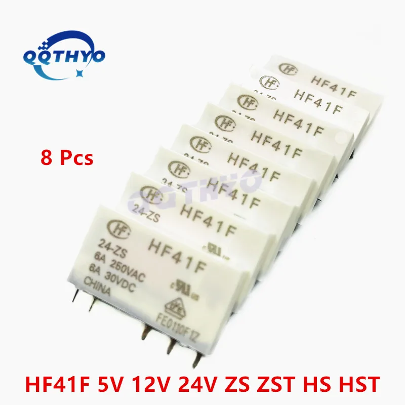 Piezas de HF41F-5-ZS HF41F, 5V, 12V, 24V-HS, 4 pines, 5 pines, 6A, relé de potencia Industrial subminiatura, 8 HF41F-12-ZS, nuevo y Original