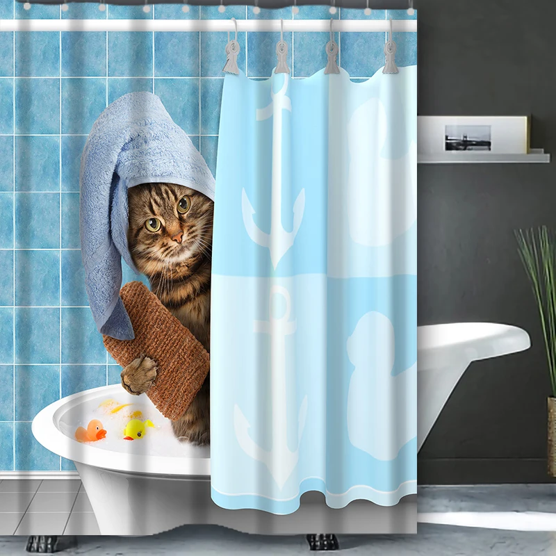 Carton Animal Bathing Curtain  Bathroom Shower Curtain Waterproof With 12 Hooks Home Deco Free Ship