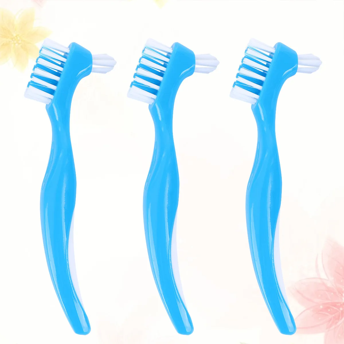 6Pcs False Teeth Brush Double-Sided Dental Cleaning Brush Non-Slip Handle Effective Stain Removal Dental Toothbrush for False