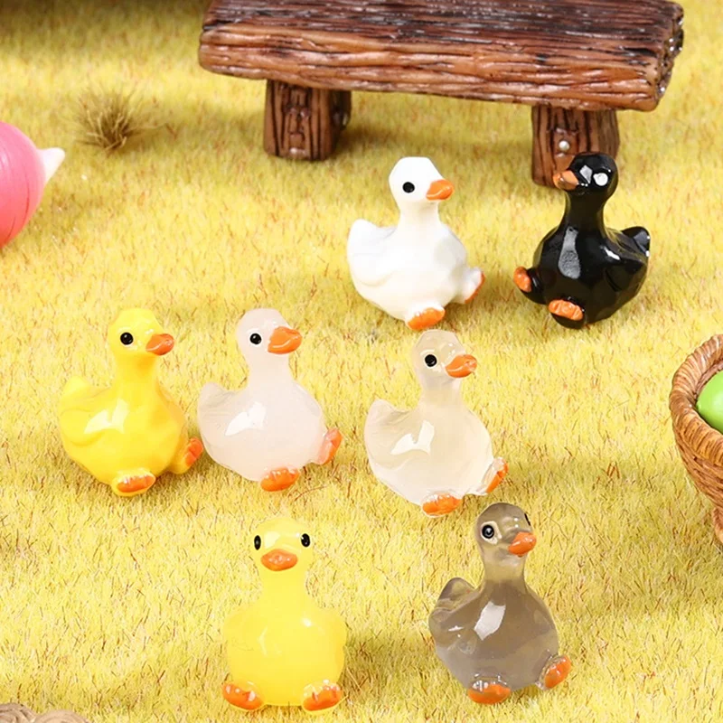 10/20 pçs bonito brilhante mini patos estatueta em miniatura ornamentos animais diy artesanato para micro paisagem mesa carro jardim decoração de casa