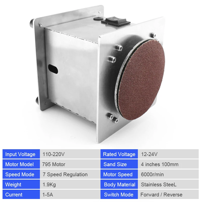 Mini Ponceuse à Disque Auto-Adhésive, Polisseuse Électrique à Distance, Réglable, 7 Vitesses Variables avec 20 /05/2019 de Ponçage, 12-24V